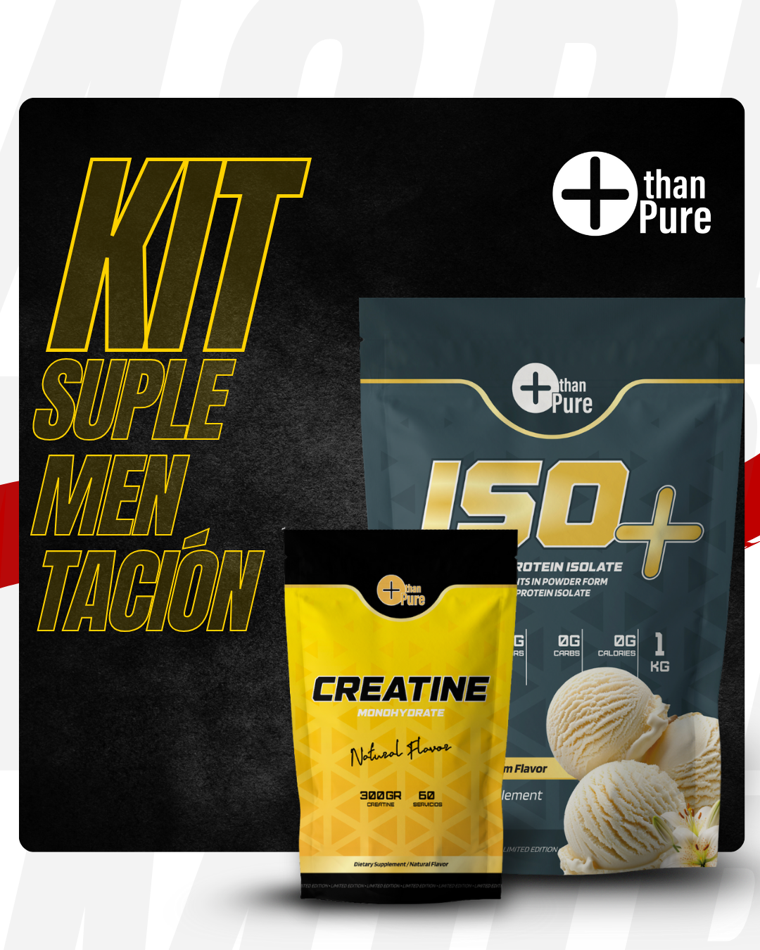 Kit Suplementación More Than Pure con ISO+ (1 kg) sabor vainilla y Creatina Monohidratada 300 g
